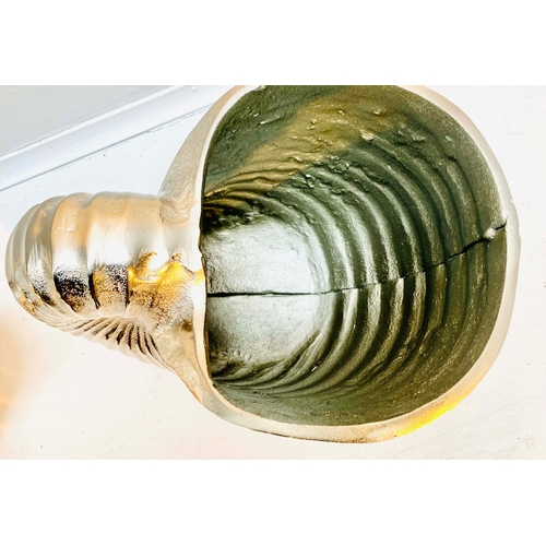 69 - PAIR OF SEASHELL ICE BUCKETS IN POLISHED METAL. 18cm H x 26cm W x 17cm D.