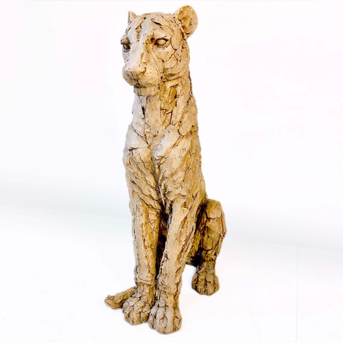 74 - CONTEMPORARY LEOPARD SCULPTURE. 90cm H x 32cm W x 60cm D.