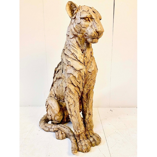 74 - CONTEMPORARY LEOPARD SCULPTURE. 90cm H x 32cm W x 60cm D.