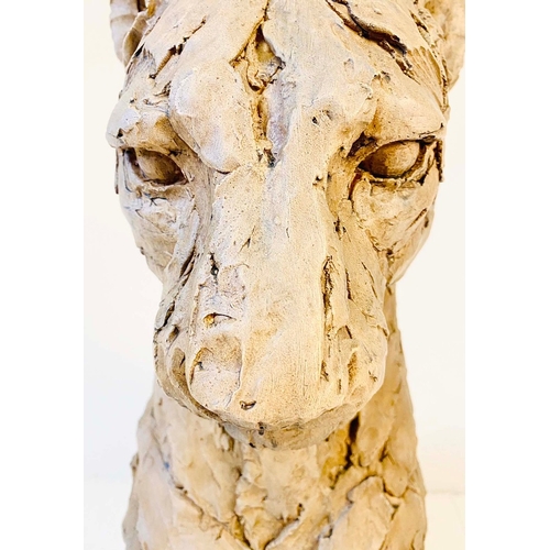 74 - CONTEMPORARY LEOPARD SCULPTURE. 90cm H x 32cm W x 60cm D.