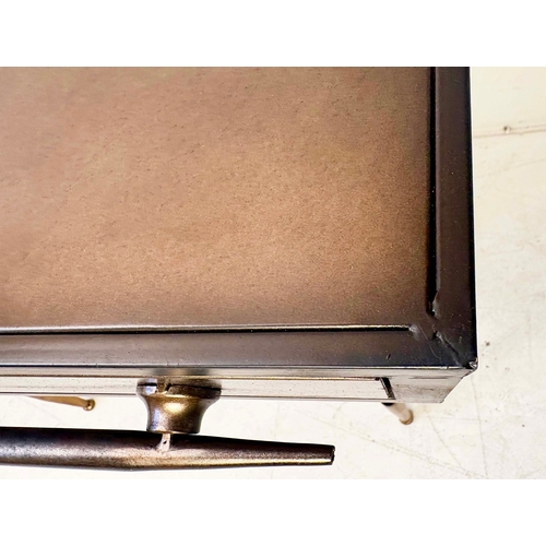 82 - PAIR OF METAL BEDSIDE TABLES WITH SINGLE DRAWERS. 51cm H x 40cm W x 40cm D.