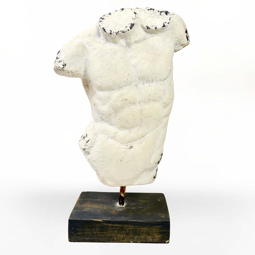 86 - TORSO SCULPTURE ON STAND. 60cm H x 45cm x 20cm D.