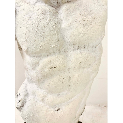 86 - TORSO SCULPTURE ON STAND. 60cm H x 45cm x 20cm D.
