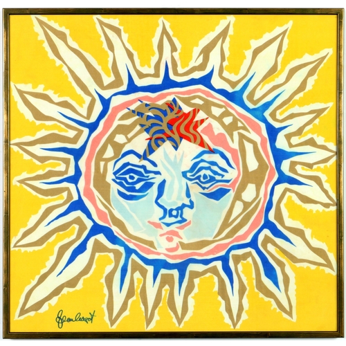 90 - JEAN LURCAT. YELLOW SUNBURST ON SILK. (d) signed in the plate, 64cm x 62 cm. (Subject to ARR - see B... 