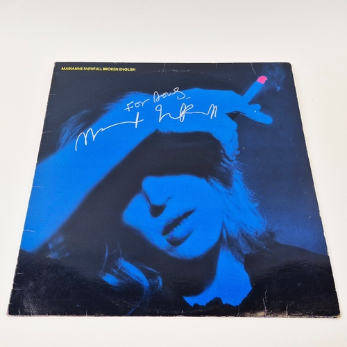 113 - MARIANNE FAITHFULL, SIGNED BROKEN ENGLISH LP. Faithfull's seventh studio album, signed and inscribed... 