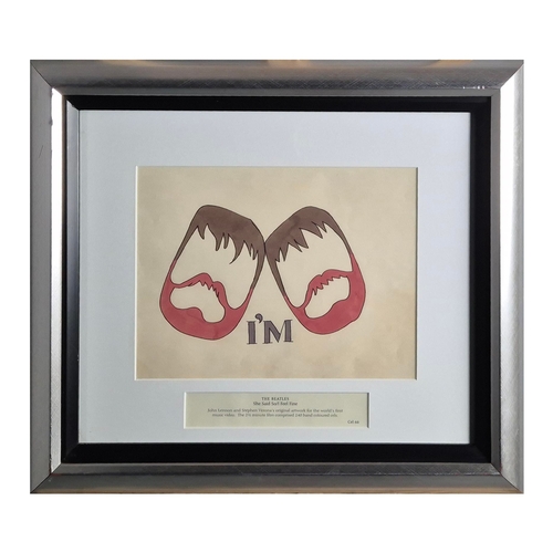 127 - JOHN LENNON, STEPHEN VERONA. 'SHE SAID SO' / 'I FEEL FINE', CEL 66 ORIGINAL ARTWORK. An original dra... 