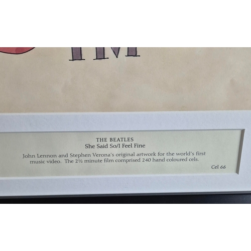 127 - JOHN LENNON, STEPHEN VERONA. 'SHE SAID SO' / 'I FEEL FINE', CEL 66 ORIGINAL ARTWORK. An original dra... 