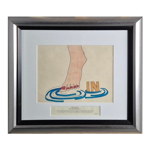 128 - JOHN LENNON, STEPHEN VERONA. 'SHE SAID SO' / 'I FEEL FINE', CEL 67 ORIGINAL ARTWORK. An original dra... 