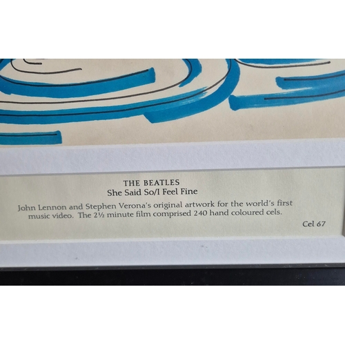 128 - JOHN LENNON, STEPHEN VERONA. 'SHE SAID SO' / 'I FEEL FINE', CEL 67 ORIGINAL ARTWORK. An original dra... 