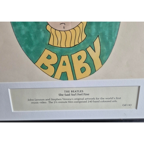 135 - JOHN LENNON, STEPHEN VERONA. 'SHE SAID SO' / 'I FEEL FINE', CEL 141 ORIGINAL ARTWORK. An original dr... 