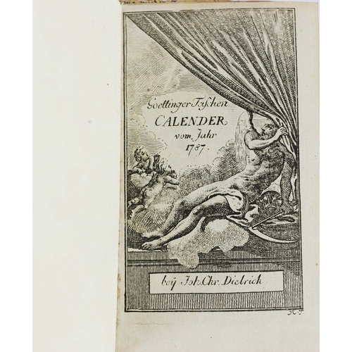 88 - J.C. DIETERICH. GOETTINGER TASCHEN-CALENDAR (POCKET CALENDAR), 1787. 12mo. Contemporary mottled tort... 