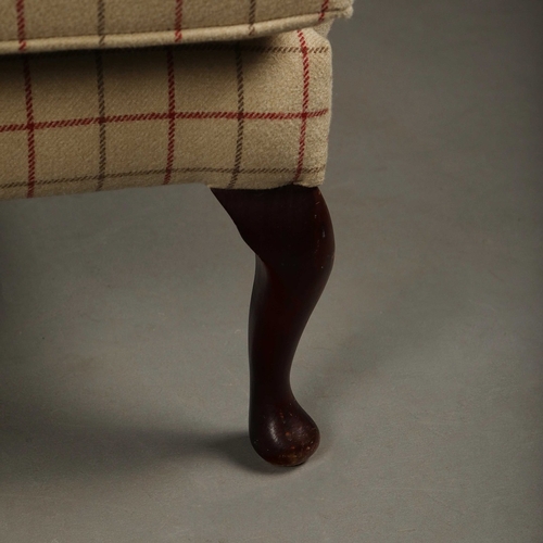 WINGBACK ARMCHAIR. in checked fabric 105cm t x 78cm d.