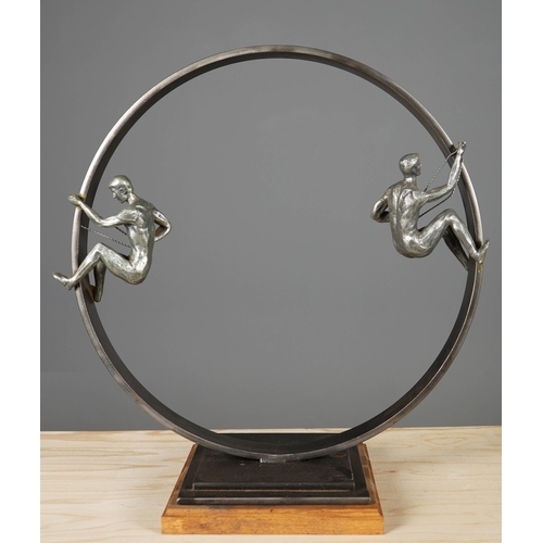 10 - CONTEMPORARY SCHOOL. ACROBATS IN RINGS (2). each 62cm H approx. (2).