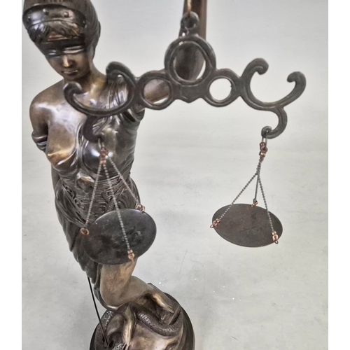 17 - STUDY OF LADY JUSTICE SCULPTURE. cast metal, 118cm H approx.
