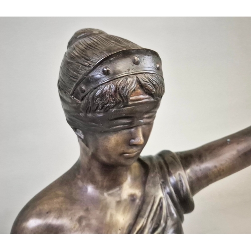 17 - STUDY OF LADY JUSTICE SCULPTURE. cast metal, 118cm H approx.