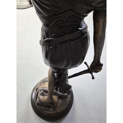17 - STUDY OF LADY JUSTICE SCULPTURE. cast metal, 118cm H approx.