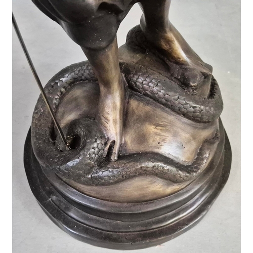 17 - STUDY OF LADY JUSTICE SCULPTURE. cast metal, 118cm H approx.