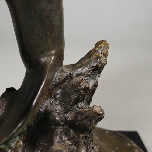 22 - CONTEMPORARY SCHOOL STUDY OF LEAPING DOLPHINS. cast metal, 95cm H approx.