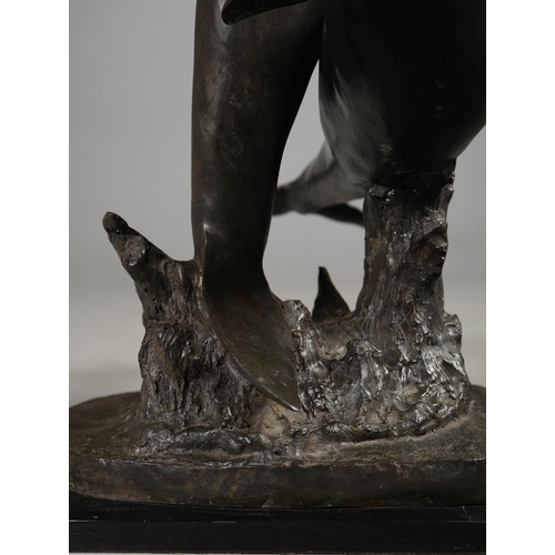 22 - CONTEMPORARY SCHOOL STUDY OF LEAPING DOLPHINS. cast metal, 95cm H approx.