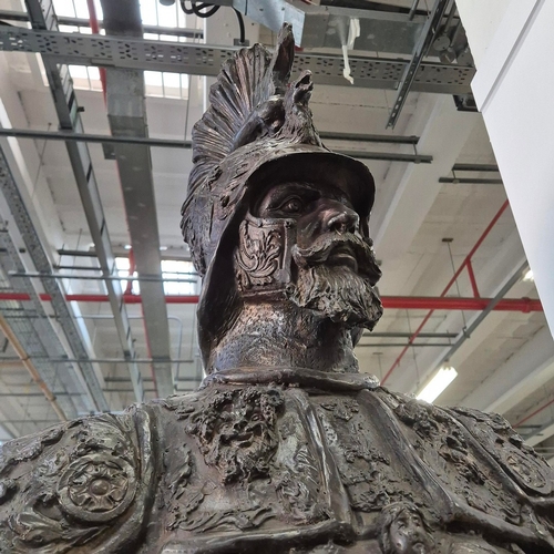 25 - LIFESIZE ROMAN SOLDIER ON HORSEBACK SCULPTURE. cast bronze, 295cm x 230cm x 125cm approx.