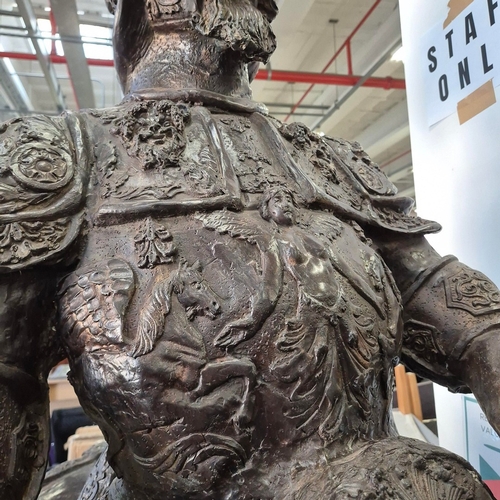25 - LIFESIZE ROMAN SOLDIER ON HORSEBACK SCULPTURE. cast bronze, 295cm x 230cm x 125cm approx.