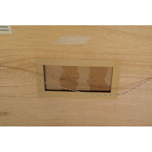 26 - OKOKUME (SPANISH B. 1985). TEMPLE OF POSEIDON. acrylic and oil pastel on cardboard, signed and dated... 