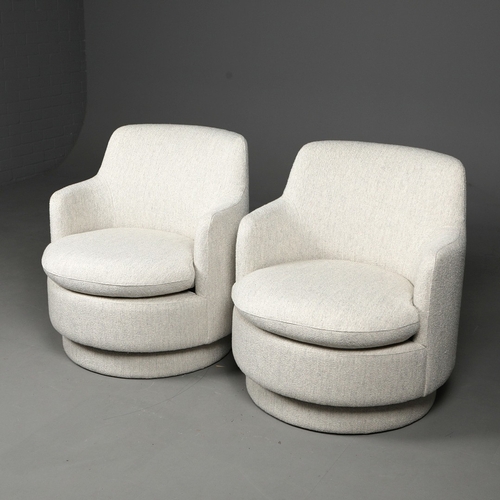 279 - ROBERT LANGFORD BUSHWICK SWIVEL CHAIRS, A PAIR. 71cm W approx. (2).