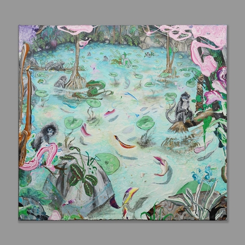 28 - TARIK CHEBLI. POPA LANGUR. oil on canvas, 115cm x 120cm.