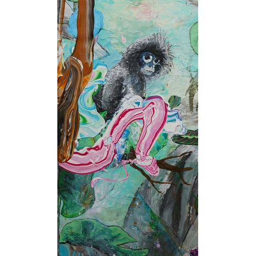 28 - TARIK CHEBLI. POPA LANGUR. oil on canvas, 115cm x 120cm.