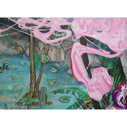 28 - TARIK CHEBLI. POPA LANGUR. oil on canvas, 115cm x 120cm.