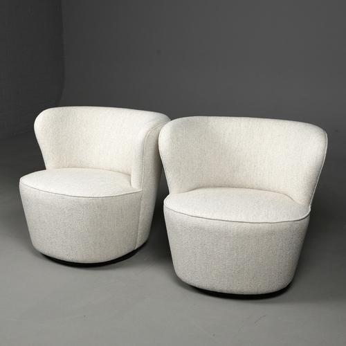 281 - ROBERT LANGFORD BATTERSEA SWIVEL OCCASIONAL CHAIRS, A PAIR. 76cm W each approx. (2).