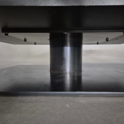 284 - LIGNE ROSET STRATES RED AND BLACK COFFEE TABLE. The top two tiers rotate
35cm H x 80cm W x 80cm D.