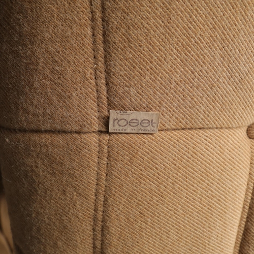 285 - LIGNE ROSET TOGO SOFA AND CHAIR (2). 130cm w in a tan fabric and a matching chair 80cm w, marks to f... 