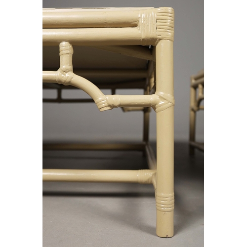297 - ANDREW MARTIN BAMBOO COFFEE TABLES, A PAIR. 100.5cm x 100.5cm x 46cm each approx. (2).