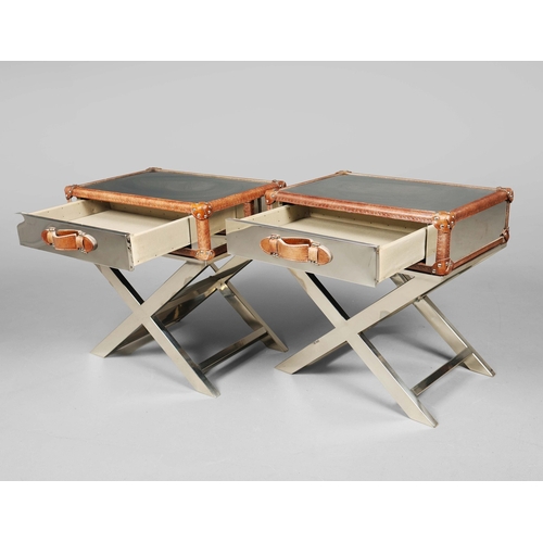 301 - ATTRIBUTED TO ANDREW MARTIN DA GAMA CAMPAIGN SIDE TABLE. 62cm x 42cm x 60.5cm approx.