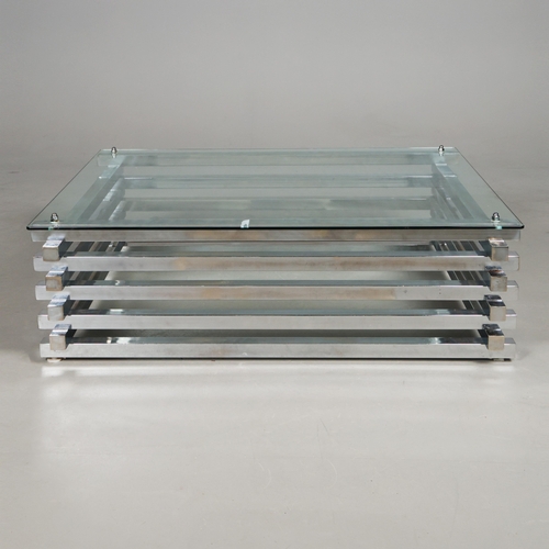 303 - ATTRIBUTED TO ANDREW MARTIN CHROME LOG COFFEE TABLE. 89.5cm x 120cm x 40cm approx.