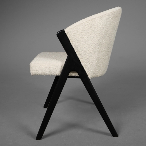 304 - ANDREW MARTIN CIRI DINING CHAIRS, A SET OF FOUR (4). white boucle upholstery, 80cm H x 59cm W x 60cm... 