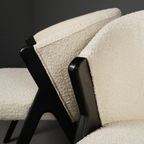 304 - ANDREW MARTIN CIRI DINING CHAIRS, A SET OF FOUR (4). white boucle upholstery, 80cm H x 59cm W x 60cm... 