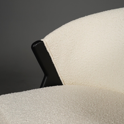 304 - ANDREW MARTIN CIRI DINING CHAIRS, A SET OF FOUR (4). white boucle upholstery, 80cm H x 59cm W x 60cm... 