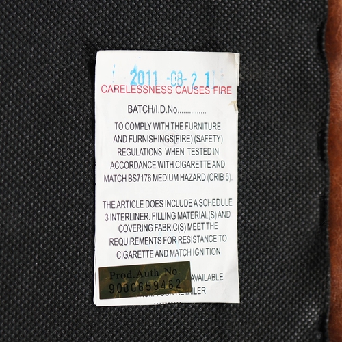 305 - ATTRIBUTED TO BARKER AND STONEHOUSE CAVENDISH LEATHER ARMCHAIR, A PAIR. tan leather with reversible ... 