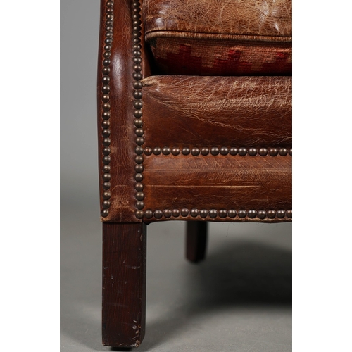 305 - ATTRIBUTED TO BARKER AND STONEHOUSE CAVENDISH LEATHER ARMCHAIR, A PAIR. tan leather with reversible ... 
