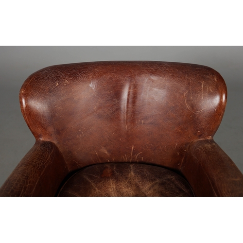 305 - ATTRIBUTED TO BARKER AND STONEHOUSE CAVENDISH LEATHER ARMCHAIR, A PAIR. tan leather with reversible ... 