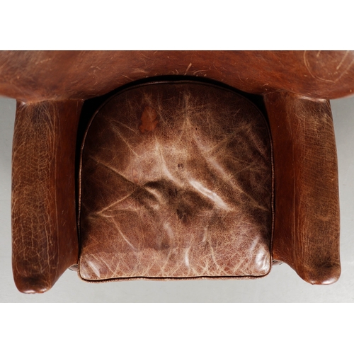 305 - ATTRIBUTED TO BARKER AND STONEHOUSE CAVENDISH LEATHER ARMCHAIR, A PAIR. tan leather with reversible ... 