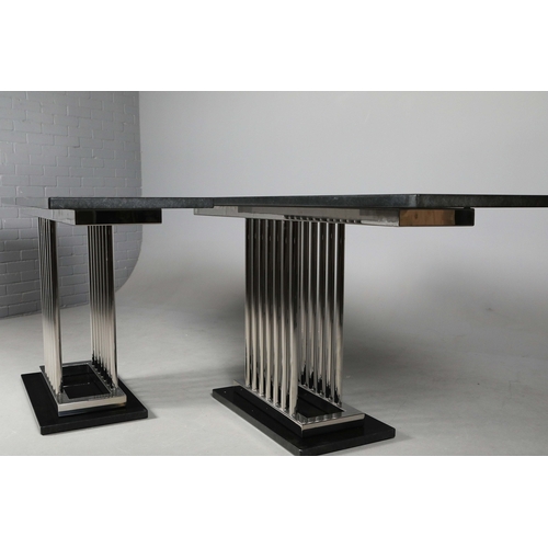 308 - ATTRIBUTED TO DECORUS MILAN CONSOLE TABLES, A PAIR. each 200cm x 45cm x 86cm approx. (2).