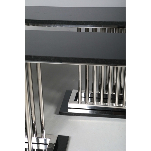 308 - ATTRIBUTED TO DECORUS MILAN CONSOLE TABLES, A PAIR. each 200cm x 45cm x 86cm approx. (2).