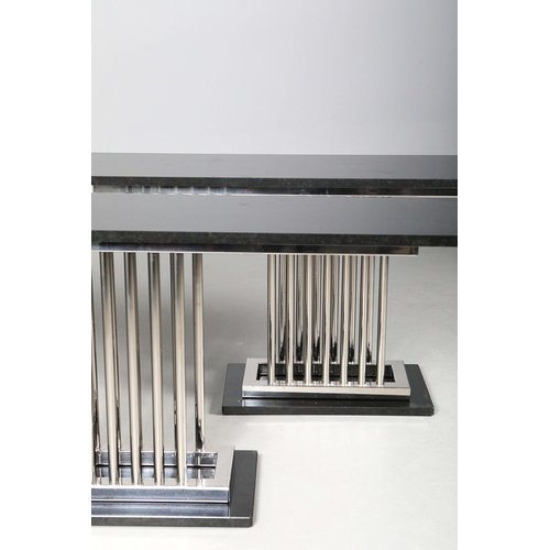 308 - ATTRIBUTED TO DECORUS MILAN CONSOLE TABLES, A PAIR. each 200cm x 45cm x 86cm approx. (2).