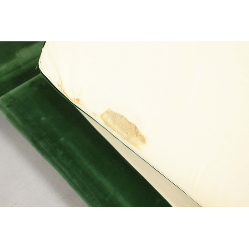 318 - ATTRIBUTED TO ROCHE BOBOIS CORNER SOFA. green velvet upholstery, 230cm x 230cm x 45cm approx.