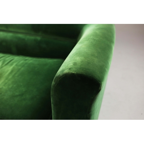 318 - ATTRIBUTED TO ROCHE BOBOIS CORNER SOFA. green velvet upholstery, 230cm x 230cm x 45cm approx.