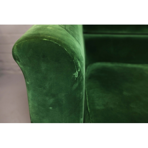 318 - ATTRIBUTED TO ROCHE BOBOIS CORNER SOFA. green velvet upholstery, 230cm x 230cm x 45cm approx.