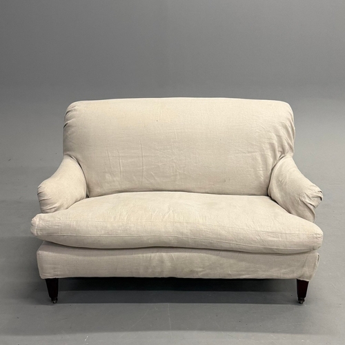 321 - OKA COLERIDGE LINEN 2-SEATER SOFA. 130cm W x 85cm H x 70cm d.